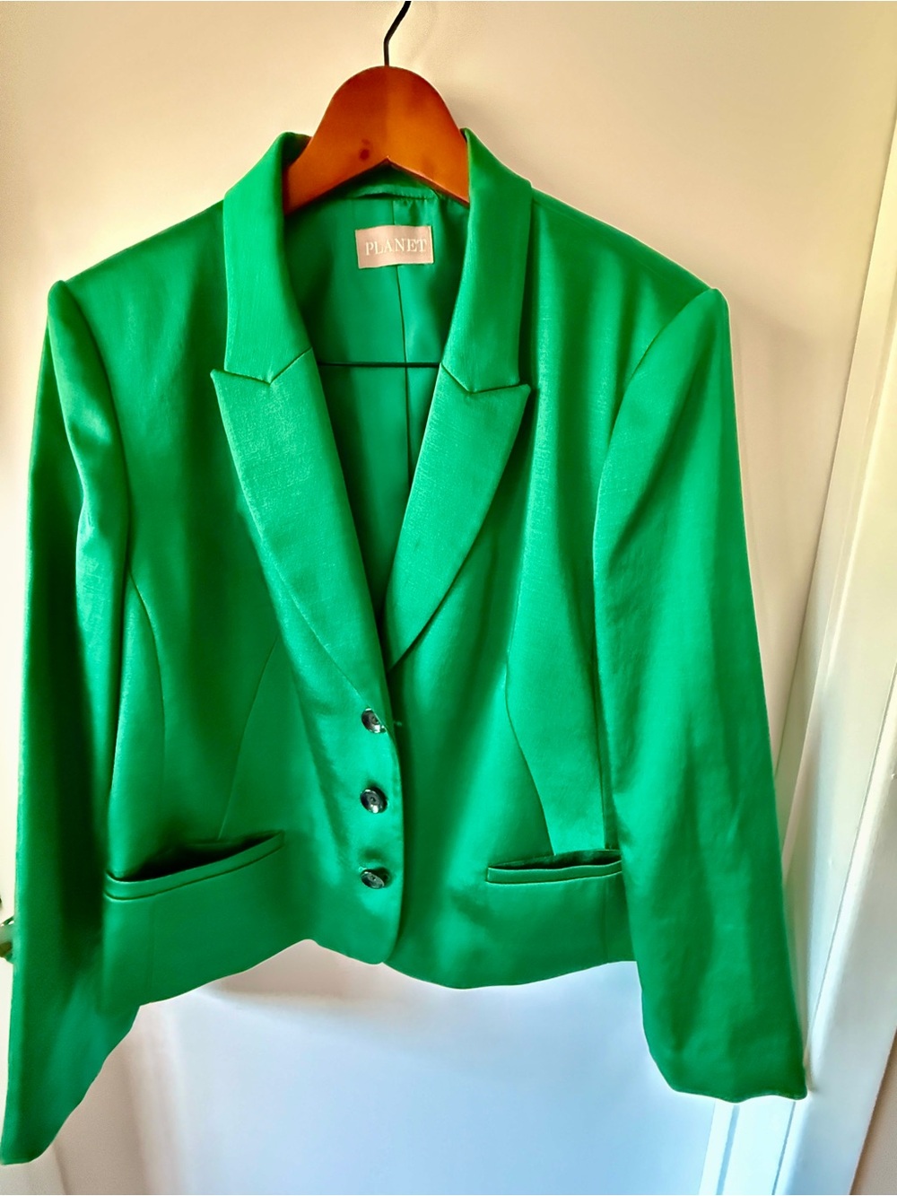 Planet (UK brand) Emerald Green Cropped Blazer | Size CAN 16 / UK 18